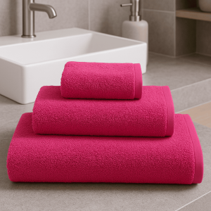 Σετ πετσέτες 3 τεμ. μονόχρωμη φούξια σειρά Bathroom Textiles